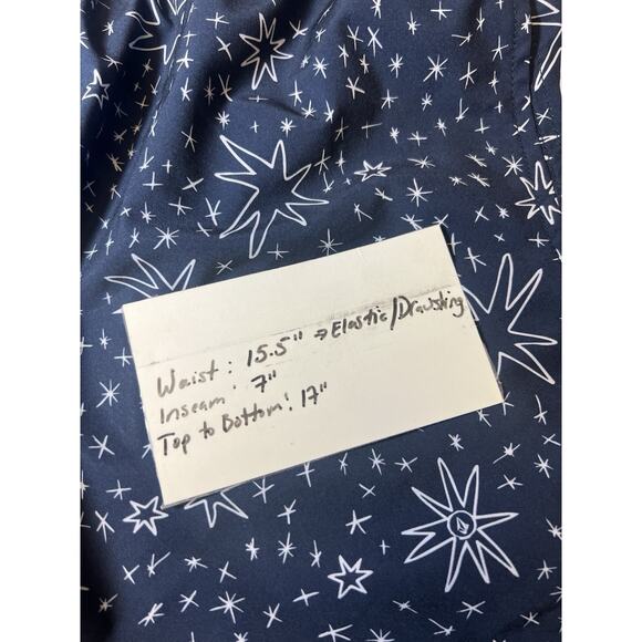 VOLCOM Navy Blue Stars Board Shorts Manic Swim Trunk No Lining Large 4th Of July - Picture 6 of 6